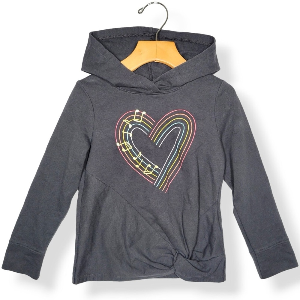 Cat & Jack Hooded Shirt with Heart Design - Gray girl’s 3T